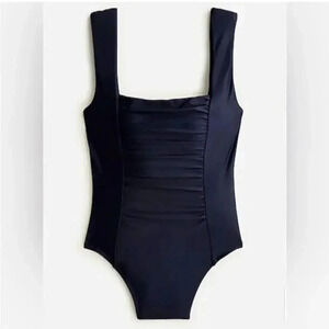 J Crew Plus Size Ruched squareneck one piece Swimsuit in Navy Blue Size 24 NWT